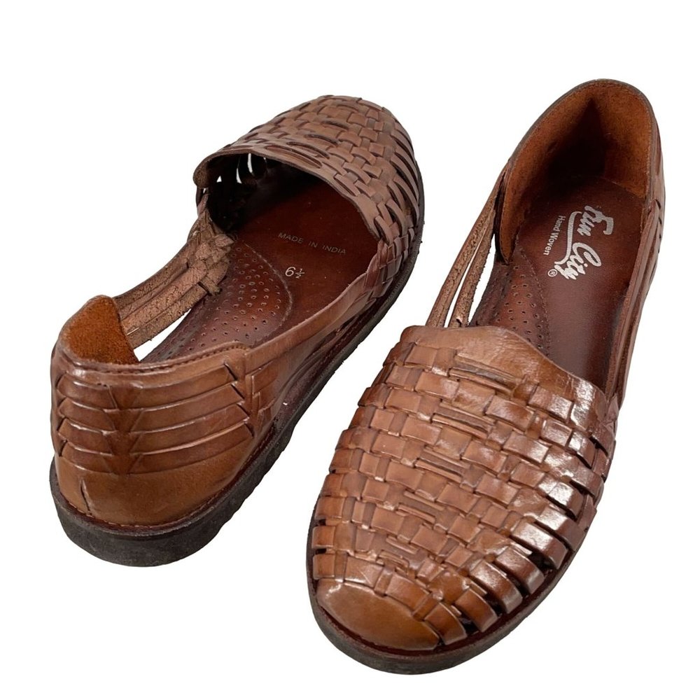 Brown Woven Flats by Unknown Brand